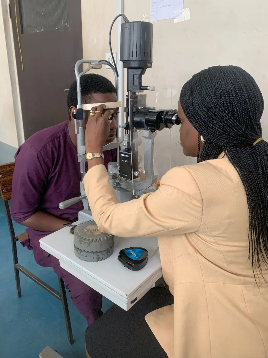 A clinician speaking with a research participant