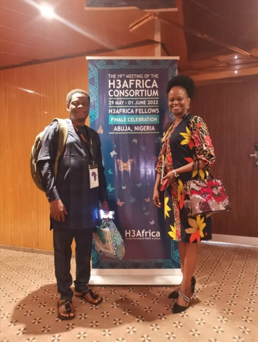 Two researchers at the H3Africa Fellows finale celebration